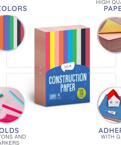 Alternative view of Alitte Construction Paper Assorted Colors - (100 Sheets. 9x12). Craft Paper. 10 Bright Colors - Bulk Pack Arts & Crafts Projects - Colored Paper for Preschool. Home. and Classroom Supplies